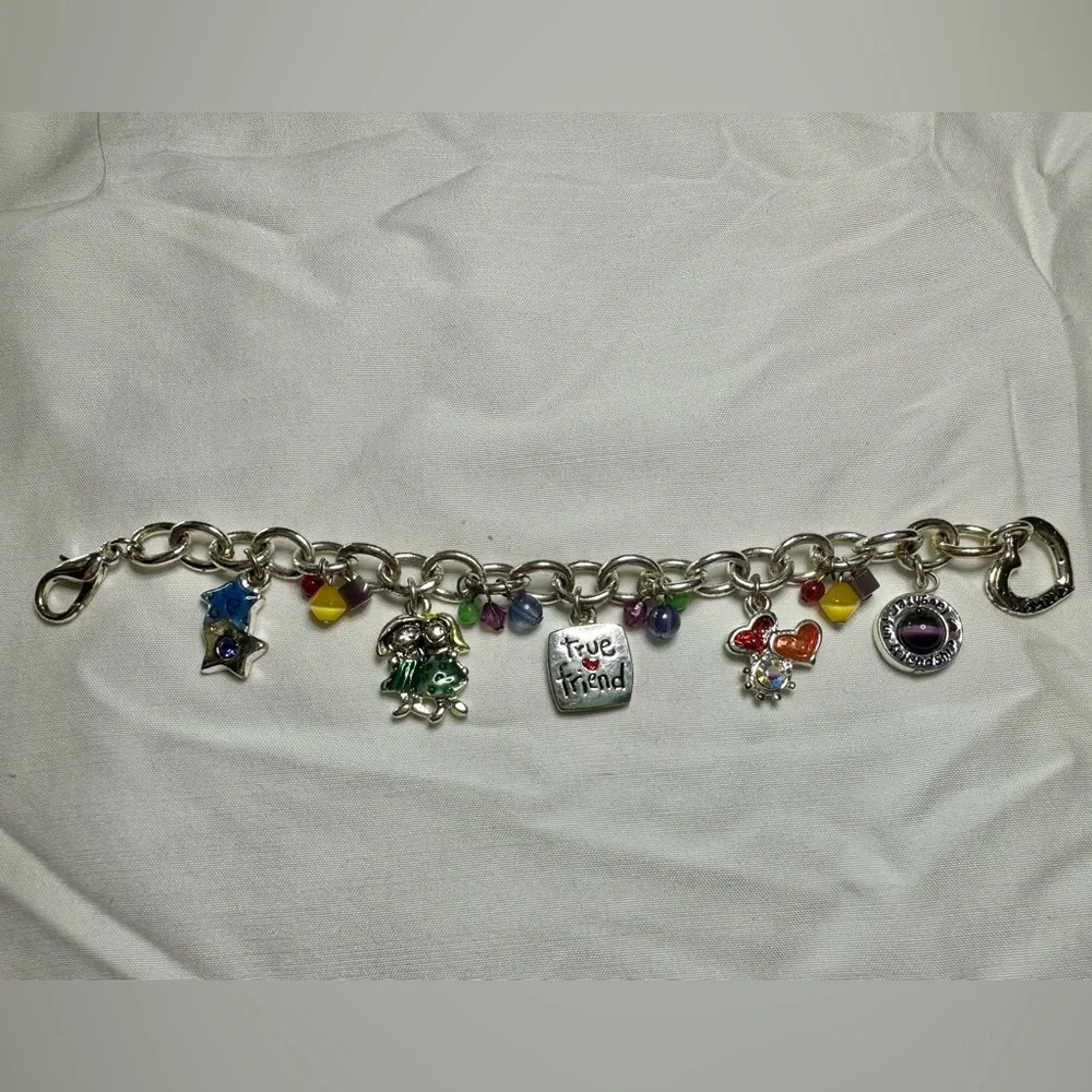 Colorful Charm Bracelet with Silver Chain